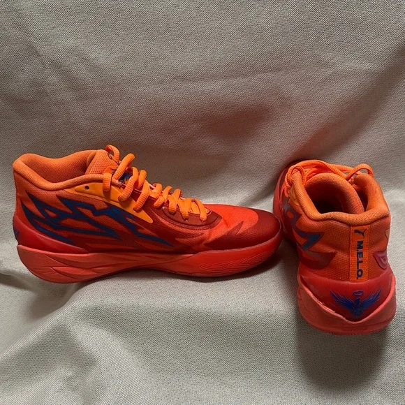 Puma MELO Red and Orange Basketball Sneakers - Picture 5 of 9